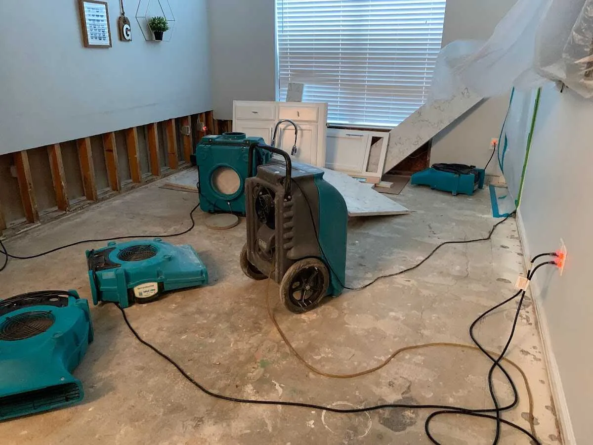 Dehumidifier in flood-cut room for Water Damage Restoration in Steubenville
